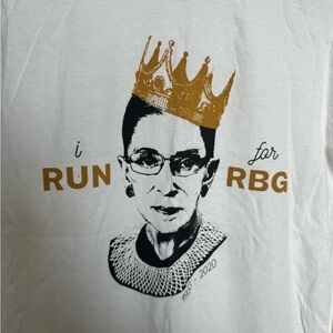 White Graphic Tee with Gold Crown Design RBG Ruth Bader Ginsberg